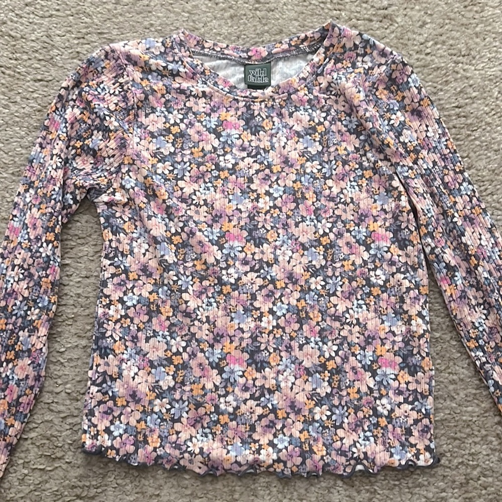 Wild Fable floral pastel long sleeve crop top